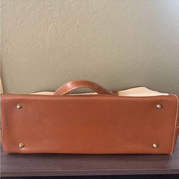 Coldwater Creek Cream Canvas Tweed Tote Bag Purse‎ and Butterfly Coin Purse - Picture 5 of 12